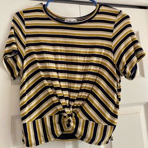 Striped Cropped Tie Shirt